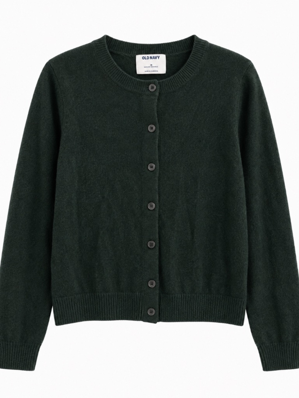 Dark Forest Green Button-Front Cardigan